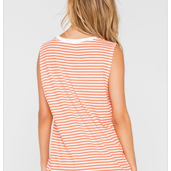 NWT RVCA Strokes Womens Tank - Orange White Stripe - Picture 4 of 10